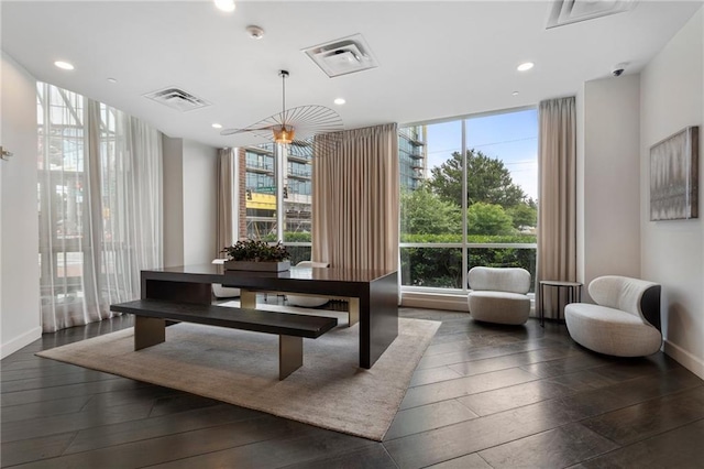 325 E Paces Ferry Rd NE Unit 313, Atlanta, GA 30305 - dining space with dark wood-style floors, baseboards, and recessed lighting