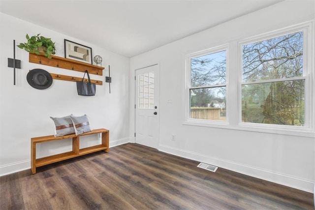 foyer with dark hardwood / wood-style floors