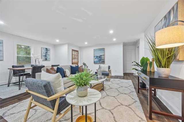 living room with hardwood / wood-style floors