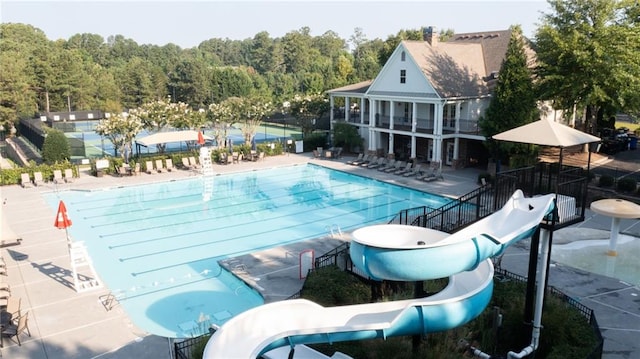 558 Olympic Way, Acworth, GA 30102 - community pool with a patio area and a water slide