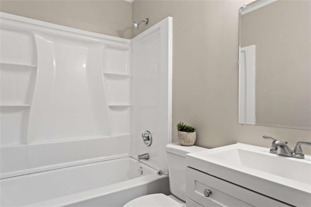 full bathroom featuring vanity, toilet, and shower / bath combination