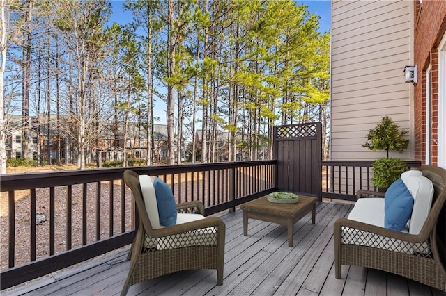 deck featuring an outdoor living space