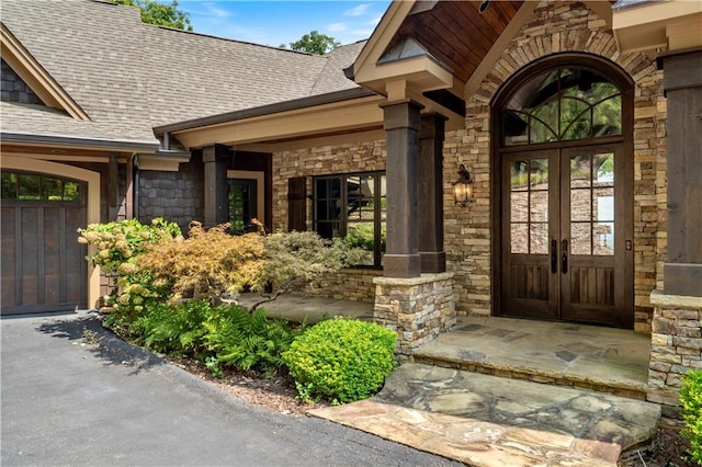 property entrance with french doors