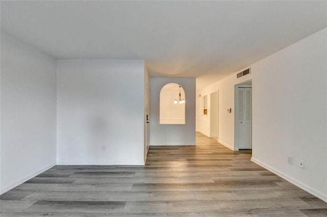 empty room featuring light hardwood / wood-style floors