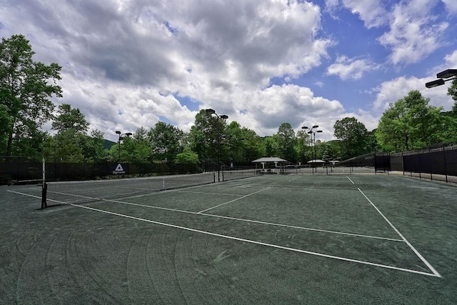 view of sport court with fence