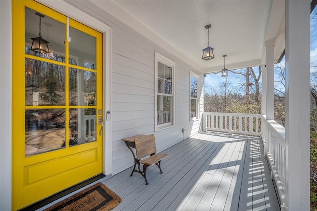 wooden deck with covered porch