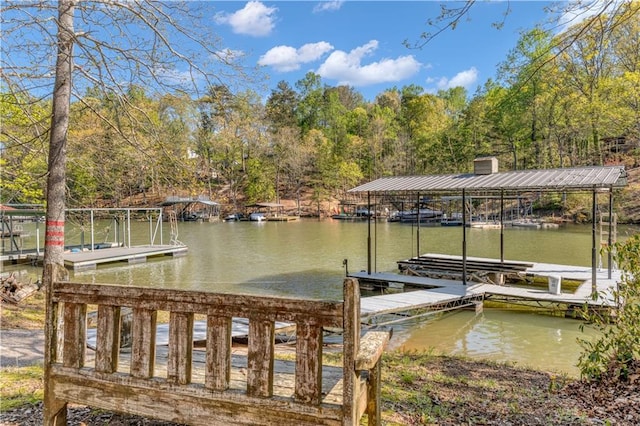 dock area featuring a water view