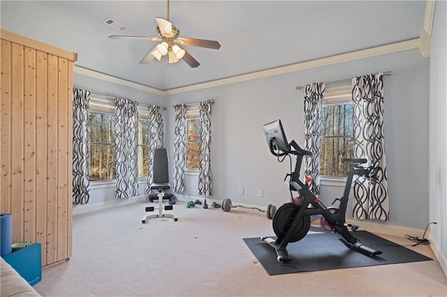 2260 Wood Falls Dr, Cumming, GA 30041 - bedroom featuring visible vents, carpet flooring, a raised ceiling, and crown molding