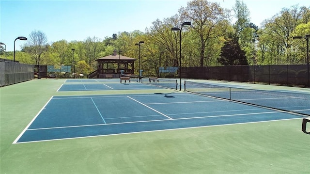 2260 Wood Falls Dr, Cumming, GA 30041 - view of tennis court with a gazebo, fence, and community basketball court