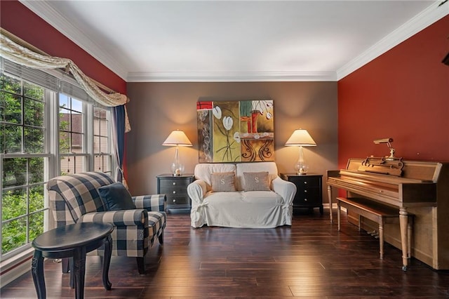 1360 Woodvine Way, Alpharetta, GA 30005 - living area featuring ornamental molding and wood-type flooring