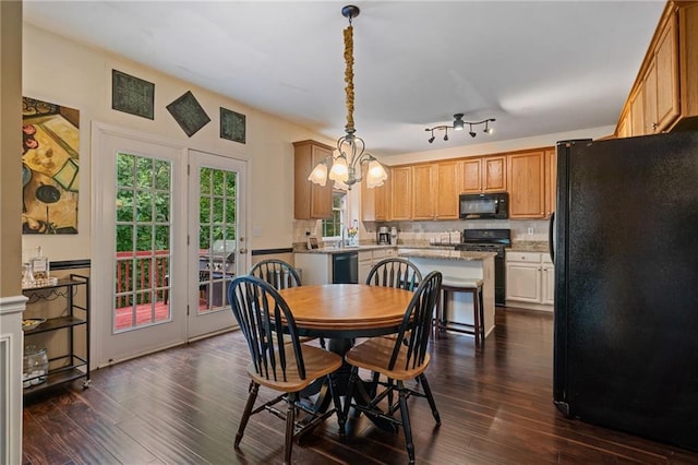 1360 Woodvine Way, Alpharetta, GA 30005 - dining area featuring dark wood-type flooring and a chandelier