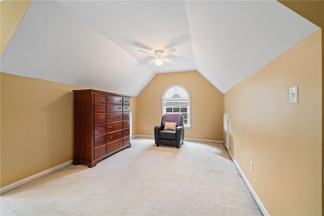 1360 Woodvine Way, Alpharetta, GA 30005 - sitting room with vaulted ceiling, ceiling fan, light carpet, and baseboards