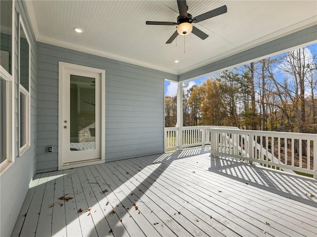 deck featuring ceiling fan