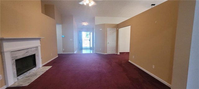 2703 Hillvale Cove Dr, Lithonia, GA 30058 - unfurnished living room with a fireplace, baseboards, and carpet floors