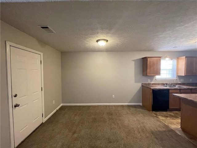 1374 To Lani Farm Rd, Stone Mountain, GA 30083 - kitchen featuring baseboards, a sink, dark carpet, visible vents, and dishwasher
