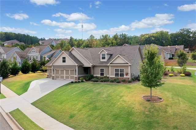 view of front facade featuring a garage and a front lawn