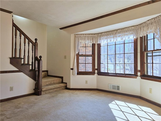 interior space featuring light colored carpet