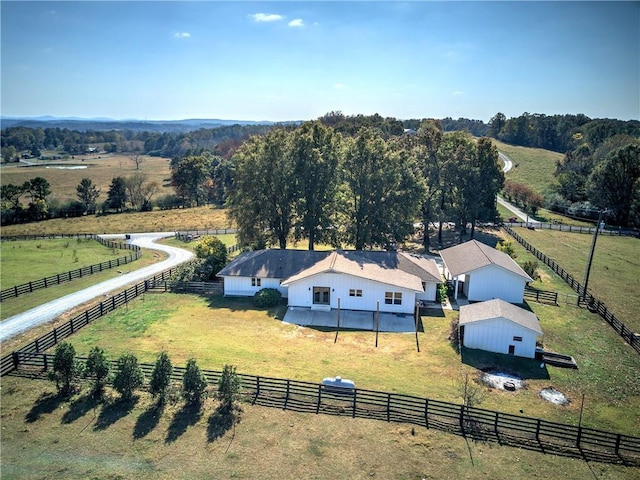 aerial view with a rural view