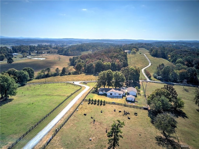 aerial view featuring a rural view