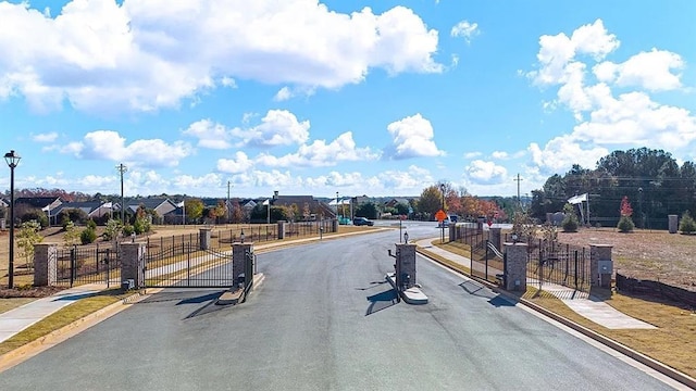 133 Canal St, Hampton, GA 30228 - view of asphalt road with sidewalks, street lights, a gated entry, and curbs