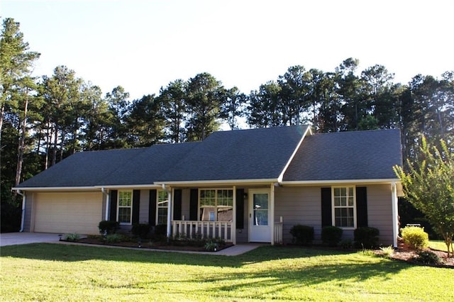 4841 Partee Trl, Social Circle, GA 30025 - ranch-style home featuring an attached garage, covered porch, a front yard, and driveway