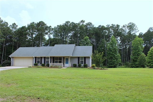 4841 Partee Trl, Social Circle, GA 30025 - ranch-style home featuring a garage, a front yard, driveway, and a porch