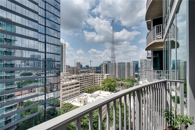 balcony with a view of city