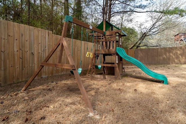 community jungle gym with fence