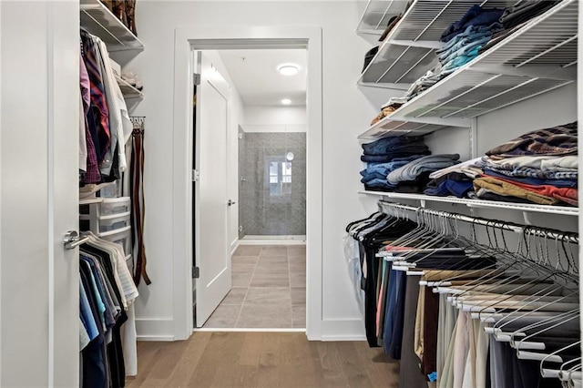 spacious closet with wood-type flooring