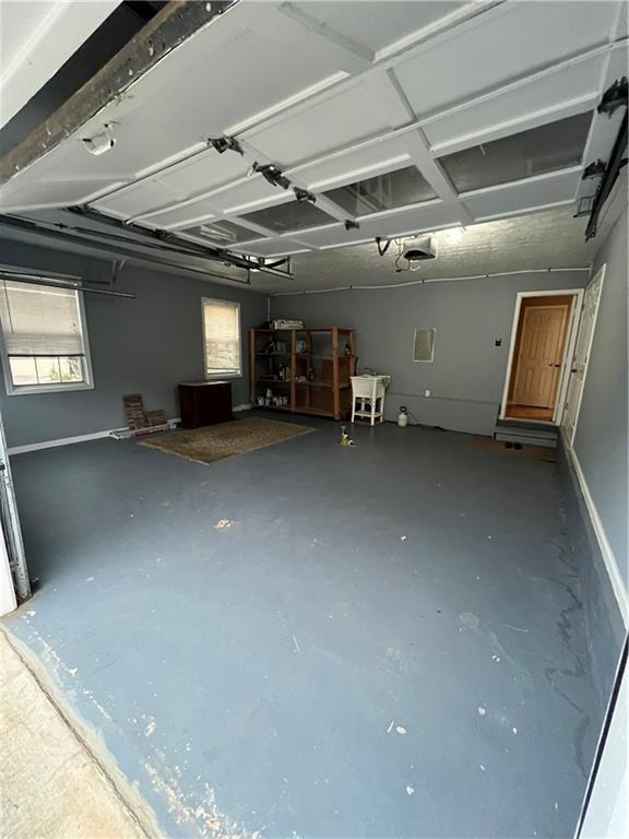 garage with a garage door opener