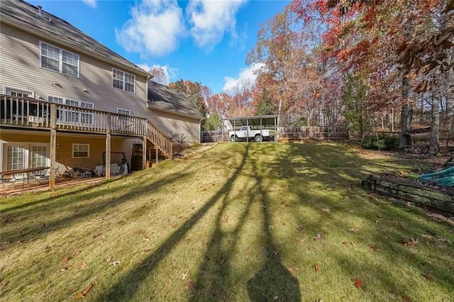 view of yard featuring a deck