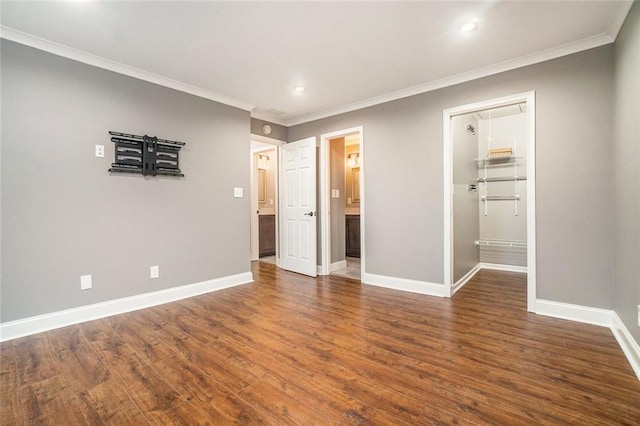 708 Mcgill Pl NE, Atlanta, GA 30312 - spare room with baseboards, crown molding, wood finished floors, and recessed lighting