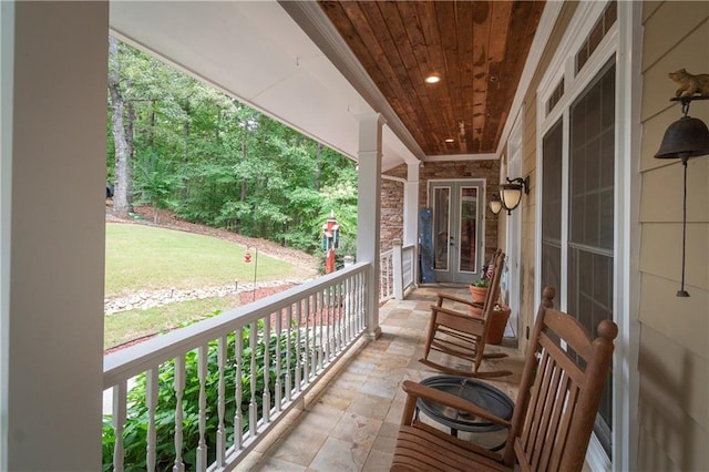 balcony with french doors