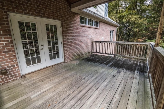 wooden terrace with french doors