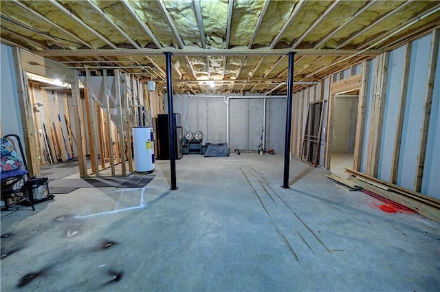 unfinished basement with water heater