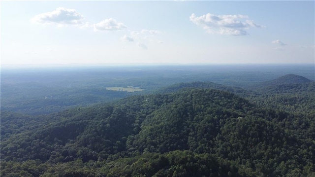 drone / aerial view featuring a forest view