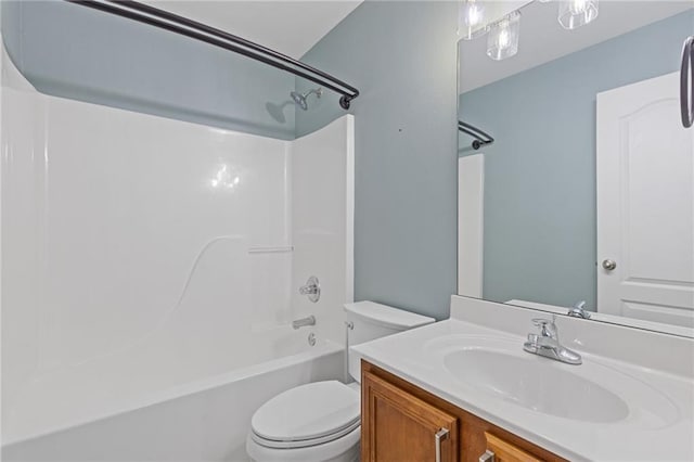 full bathroom with vanity, toilet, and shower / bathing tub combination