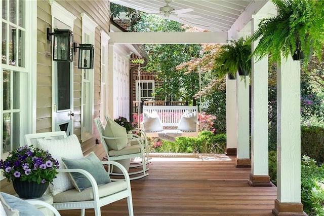 deck with covered porch