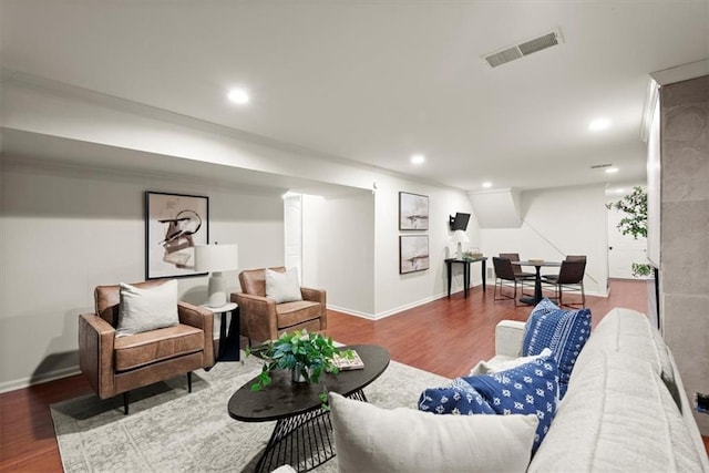 living room featuring hardwood / wood-style flooring