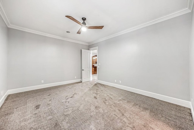 47 Fern Leaf Way, Newnan, GA 30265 - empty room featuring ornamental molding, ceiling fan, light colored carpet, and baseboards