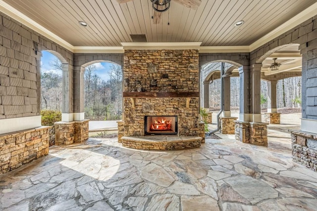 47 Fern Leaf Way, Newnan, GA 30265 - porch featuring an outdoor stone fireplace