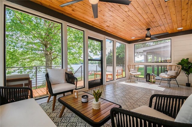 834 Lower Bell Creek Rd, Hiawassee, GA 30546 - sunroom / solarium featuring ceiling fan