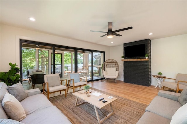 834 Lower Bell Creek Rd, Hiawassee, GA 30546 - living room with light wood-style floors, recessed lighting, and ceiling fan