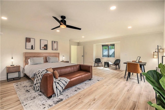 834 Lower Bell Creek Rd, Hiawassee, GA 30546 - bedroom with light wood-type flooring, recessed lighting, and a ceiling fan