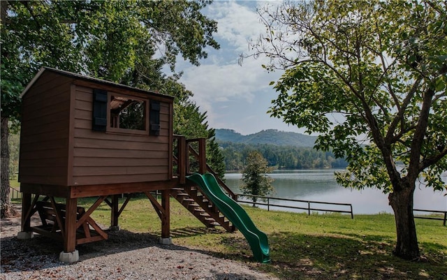 834 Lower Bell Creek Rd, Hiawassee, GA 30546 - view of jungle gym with a water view