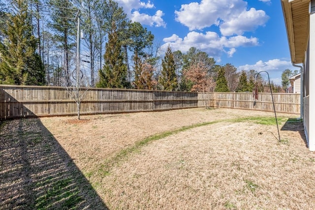 view of yard featuring a fenced backyard