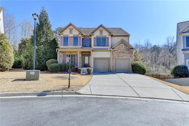 view of front of house with a garage