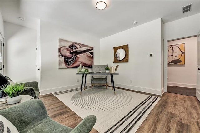 office area featuring dark hardwood / wood-style floors