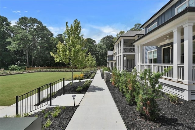 view of community with a lawn