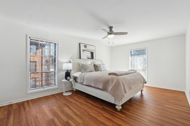 6851 Roswell Rd Unit N-20, Sandy Springs, GA 30328 - bedroom with baseboards, wood finished floors, and a ceiling fan